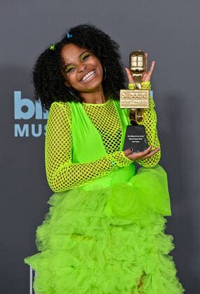 Mari Copeny appears backstage with her award during the annual Billboard Music Awards held at the MGM Grand Garden Arena in Las Vegas on May 15, 2022. Mari Copeny was honored with the Change Maker Award.  LAV202205150657 JIMxRUYMEN