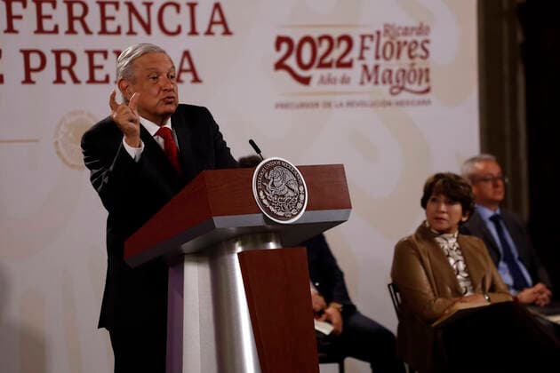 Mexican President Lopez Obrador Daily News Conference MEXICO CITY, MEXICO - MAY 16, 2022: Mexican President AndrÃ s Manuel Lopez Obrador talks during his daily morning news conference about salary increase for teachers at National Palace. On May 16, 2022 In Mexico City, Mexico. (Photo by Luis Barron Eyepix Group) Copyright: xLuisxBarronx xEyepixxGroupx EYEPIX_LB_16052022_65476