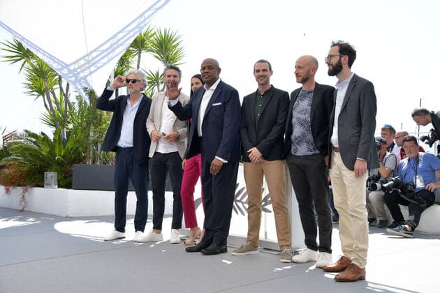 75th Cannes Film Festival 2022, Photocall Forest Whitaker , pictured Christophe Castagne, Producer Richard Rohou, Caroline Descombris, Forest Whitaker, Director Thomas Sametin, Film Editor Julien Lecat and Producer Nicolas Houlot  Copyright: xSimonexComix xipa-agency.netx xVeneziax2020x