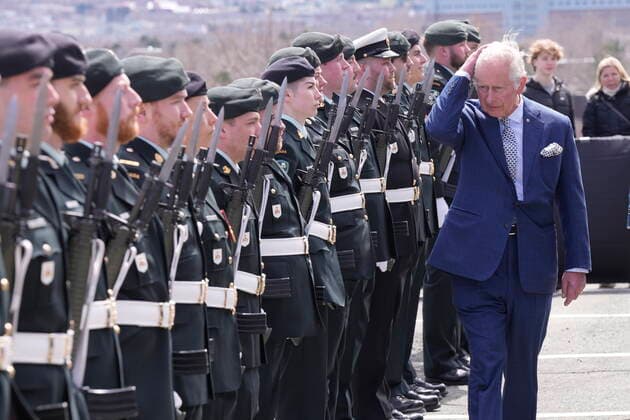 May 17, 2022, St. John s, NL, Canada: Prince Charles inspects the guard of honour in St. John s as he arrives for a Royal visit to Canada on Tuesday, May 17, 2022. St. John s Canada  - ZUMAc35_ 20220517_zaf_c35_103 Copyright: xPaulxChiassonx