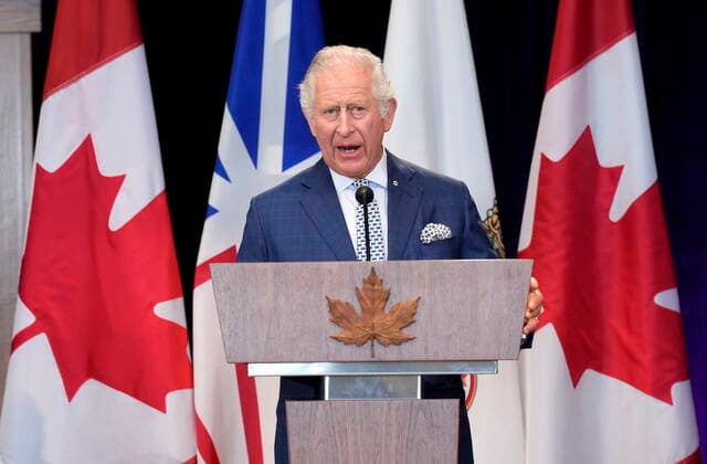 Entertainment Bilder des Tages May 17, 2022, St. John s, NL, Canada: Prince Charles speaks during a welcoming ceremony upon his arrival in St. John™s, as he and Camilla, Duchess of Cornwall, begin a three-day Canadian tour, Tuesday, May 17, 2022. St. John s Canada - ZUMAc35_ 20220517_zaf_c35_128 Copyright: xPaulxChiassonx