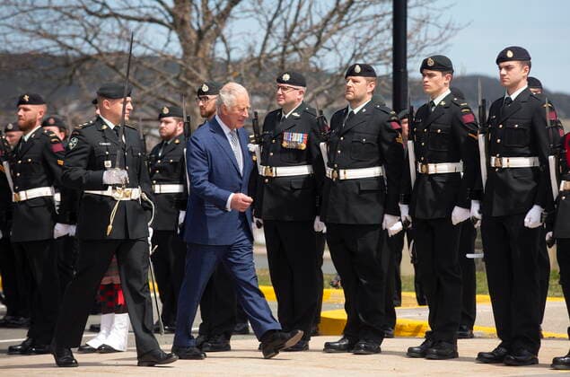 May 17, 2022, St. John s, NL, Canada: Prince Charles inspects the guard of honour in St. John s as he arrives for a Royal visit to Canada on Tuesday, May 17, 2022. St. John s Canada  - ZUMAc35_ 20220517_zaf_c35_231 Copyright: xPaulxDalyx