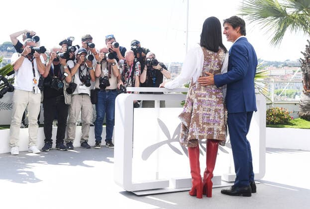 American actor Tom Cruise and actress Jennifer Connelly attend the photo call for Top Gun: Maverick at Palais des Festivals at the 75th Cannes Film Festival in Cannes, France on Wednesday, May 18, 2022.  CAN20220518151 RUNExHELLESTAD