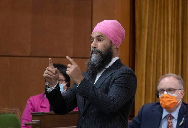 May 18, 2022, Ottawa, ONT, Canada: NDP Leader Jaqmeet Singh rises during Question Period, Wednesday, May 18, 2022 in Ottawa. Ottawa Canada  - ZUMAc35_ 20220518_zaf_c35_104 Copyright: xFredxChartrandx