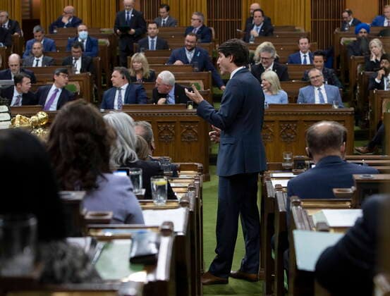 May 18, 2022, Ottawa, ONT, Canada: Prime Minister Justin Trudeau rises during Question Period, Wednesday, May 18, 2022 in Ottawa. Ottawa Canada  - ZUMAc35_ 20220518_zaf_c35_102 Copyright: xFredxChartrandx