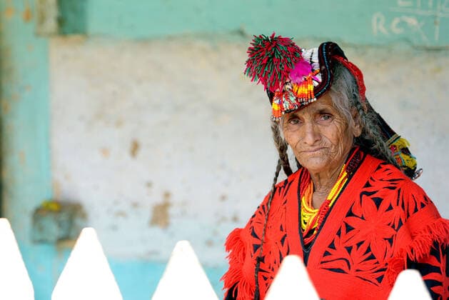 Pakistan: Chilmjushi Festival in the Kalsh Valley Kalashi women and men wearing traditional dresses participating in the dance during the Chilmjushi Festival in the Kalsh Valley. Chilum Joshi is also known as a Kalash spring festivals. Dressed up in newly knitted clothes with elaborate headgear and jewelry in vibrant colors , Kalasha women dance to traditional drumbeats during the chilum joshi festivals that concluded here at the scenic Bamburet valley on Sunday with fanfare. The four days event attracted an unprecedented number of tourists including a group of 22 Malaysian motorcyclists, besides the French, Australian and Italian nationals, on the concluding day of the festival young men women select their life partners while each day f Copyright: RanaxSajidxHussain