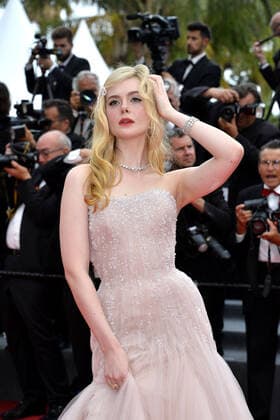 Elle Fanning at the Top Gun Maverick Film Premiere on 18 05 2022 at the 75 Cannes Film Festival in Cannes 75 Cannes Film Festival 2022 Top Gun Maverick Film Premiere
