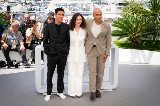 IPP Photo Daniele Cifala™ Cannes 19 05 2022 Harka Photocall The 75th Annual Cannes Film Festival in the photo Adam Bessa, Julie Viez and Lotfy Nathan Italy Photo Press World Copyright  0