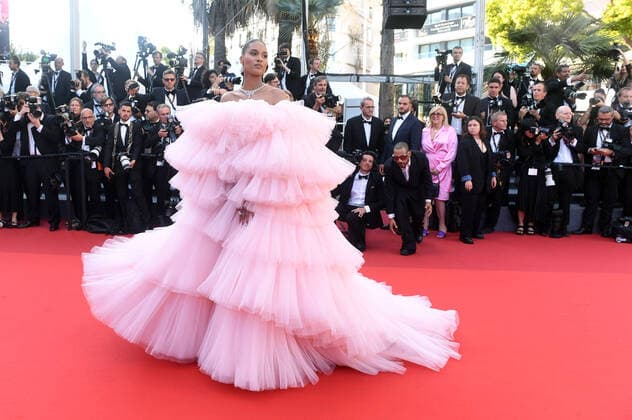 French model Cindy Bruna attends the premiere of Armageddon Time at Palais des Festivals at the 75th Cannes Film Festival, France on Thursday, May 19, 2022.  CAN20220519168 RUNExHELLESTAD