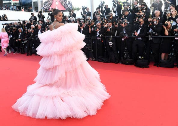 French model Cindy Bruna attends the premiere of Armageddon Time at Palais des Festivals at the 75th Cannes Film Festival, France on Thursday, May 19, 2022.  CAN20220519170 RUNExHELLESTAD