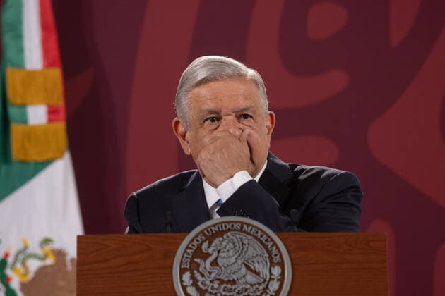 Lopez Obrador Daily Breafing Conference MEXICO CITY, MEXICO - MAY 19, 2022: MexicoÕs President, Andres Manuel Lopez Obrador, gesticulates during his speech in his daily briefing conference at National Palace. On May 15, 2022 in Mexico City, Mexico. (Photo by Alex Dalton Eyepix Group) Copyright: xAlexxDalton xEyepixxGroupx EYEPIX_AD_19052022_61646
