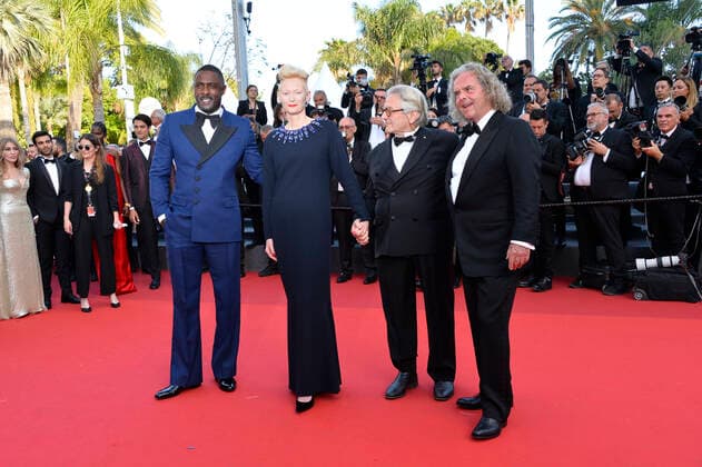 Idris Elba, Tilda Swinton, George Miller and Doug Mitchell premiere motion pictures Three Thousand Years of Longing Festival de Cannes 2022 75 Cannes International Film Festival Palais des Festivals Cannes May 20 2022