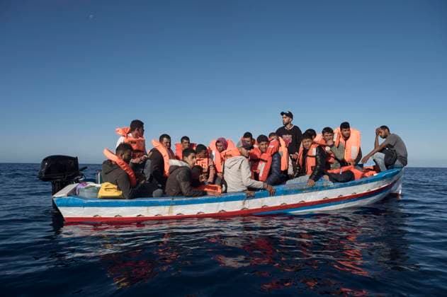 May 21, 2022, Catanzaro, Catanzaro, Malta: Migrants seen on a boat in distress in the Mediterranean sea. During the 91st mission, 23 person, from Tunisia, were rescued by the crew of Astral, the sailing vessel of the Spanish NGO Open Arms, in MaltaÃ¢â‚¬â ¢s SAR Zone. Catanzaro Malta - ZUMAf172 20220521_zip_f172_013 Copyright: xValeriaxFerrarox