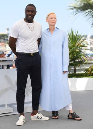British actor Idris Elba and actress Tilda Swinton attend the photo call for Three Thousand Years Of Longing at Palais des Festivals at the 75th Cannes Film Festival, France on Saturday, May 21, 2022.  CAN20220521151 RUNExHELLESTAD