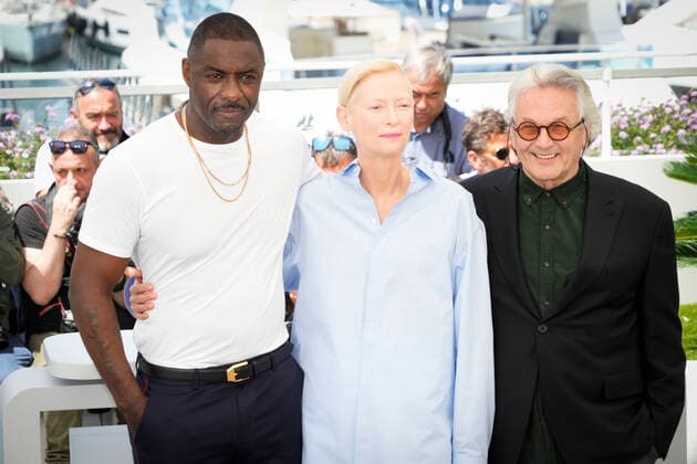 IPP Photo Daniele Cifala™ Cannes 21 05 2022 Three Thousand Years Of Longing Trois Mille Ans A T Attendre Photocall The 75th Annual Cannes Film Festival in the photo Director George Miller, Tilda Swinton and Idris Elba Italy Photo Press World Copyright  0