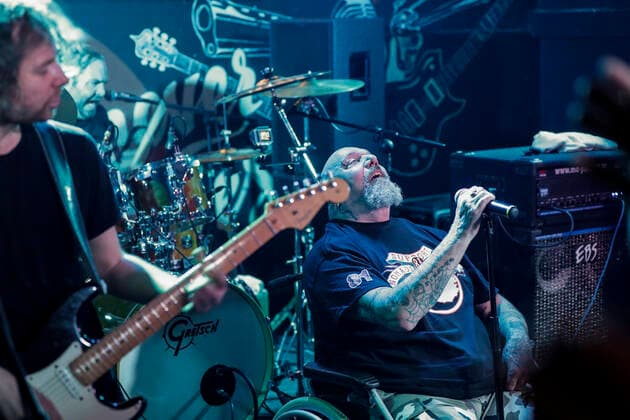 Former Iron Maiden frontman Paul Di™Anno performing in Zagreb Former Iron Maiden frontman Paul Di™Anno perform on the Bikers Beer Factory stage and put on a spectacle just a day before Iron Maiden kicks off their world tour on May 22, with a concert at the Arena Zagreb, in zagreb, Croatia, on May 21,2022. JuricaxGaloic PIXSELL