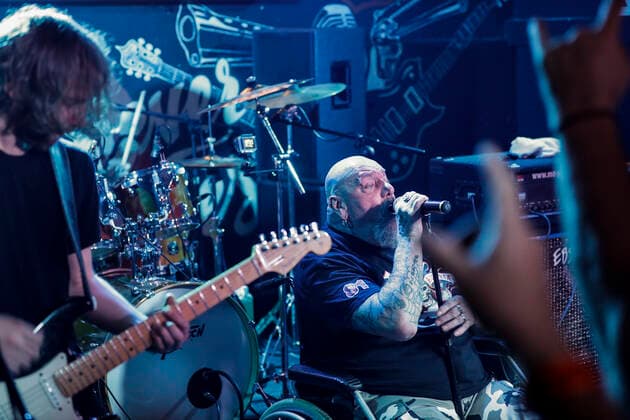 Former Iron Maiden frontman Paul Di™Anno performing in Zagreb Former Iron Maiden frontman Paul Di™Anno perform on the Bikers Beer Factory stage and put on a spectacle just a day before Iron Maiden kicks off their world tour on May 22, with a concert at the Arena Zagreb, in zagreb, Croatia, on May 21,2022. JuricaxGaloic PIXSELL