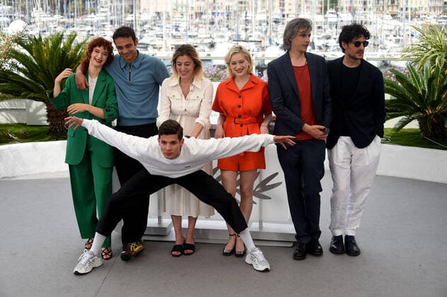 75th Cannes film festival 2022, Photocall film Les amandiers . Pictured: Clara Bretheau, Sofiane Bennacer, Valeria Bruni Tedeschi, Nadia Tereszkiewicz, Micha Lescot, Louis Garrel  Copyright: xAlbertoxTerenghi Cannesx2022x xix xVenezia2020x