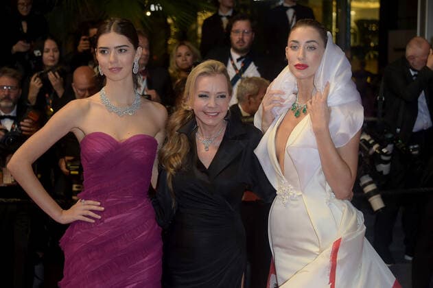 75th Cannes film festival 2022, Red carpet film Crimes Of The Future. Pictured: Helena Gatsby, Caroline Scheufele, Jessica Michel  Copyright: xAlbertoxTerenghi Cannesx2022x xix xVenezia2020x