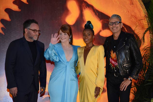 Jurassic World: Dominion Film Premiere MEXICO CITY, MEXICO - MAY 23, 2022: (L-R) Director Colin Trevorrow, Bryce Dallas Howard, DeWanda Wise, Jeff Goldblum attend at red carpet of film premiere of the Jurassic World: Dominion at Cinepolis Oasis Coyoacan. On May 23, 2022 in Mexico City, Mexico. (Photo by Jorge Gonzalez Eyepix Group) Copyright: xJorgexGonzalez xEyepixxGroupx EYEPIX_JG_23052022_65741