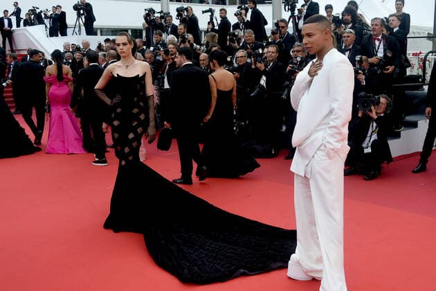 Cannes 2022 - 75Â° Festival Internazionale del cinema, Ottava Serata - Red Carpet del Film L™Innocent (The Innocent). Nella foto Cara Delevingne and Olivier Rousteing  Copyright: xAlbertoxTerenghix xipa-agency.nex xVenezia2020x