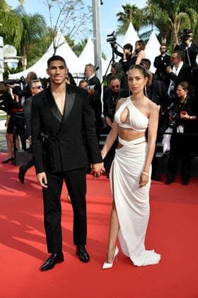 75th Cannes Film Festival 2022, Red Carpet 75th Anniversary Celebration Screening Of The Innocent. Pictured Achraf Hakimi, Hiba Abouk  Copyright: xSimonexComix xipa-agency.netx xVeneziax2020x