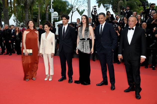 75th Cannes Film Festival 2022, Red Carpet 75th Anniversary Celebration Screening Of The Innocent. Pictured Anouk Grinberg, Louis Garrel, NoÃ mie Merlant, Roschdy Zem, Anne-Dominique Toussaint, Jean-Claude Pautot  Copyright: xSimonexComix xipa-agency.netx xVeneziax2020x