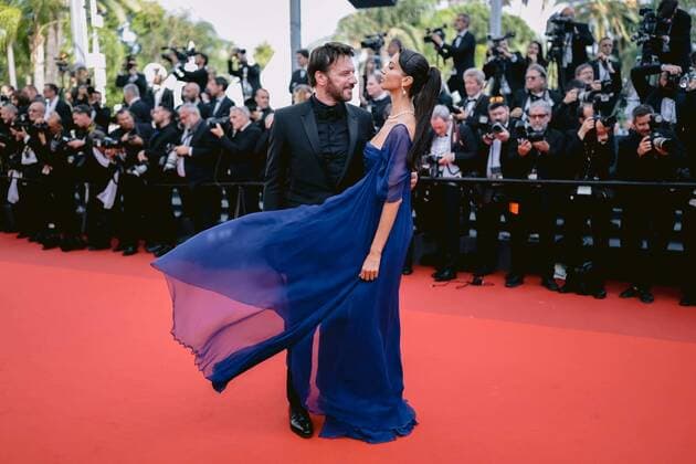 75eme Festival International du Film de Cannes. Montee des marches du film L innocent pour le 75eme anniversaire du festival. 75th Cannes International Film Festival. Rise of the steps of the film L innocent for the 75th anniversary of the festival 280725 0000-00-00 Cannes France Le Bihan, Samuel; Christian, Stefania  Copyright: xTerencexBaelenx STAR_280725_085