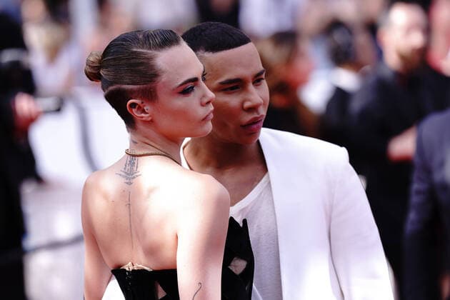 Olivier Rousteing - Cara Delevingne CELEBRITES : 75eme Festival de Cannes - Tapis rouge du film Â« L?Innocent et de la soiree anniversaire du 75eme festival Â» - 24 05 2022 NorbertScanella Panoramic 