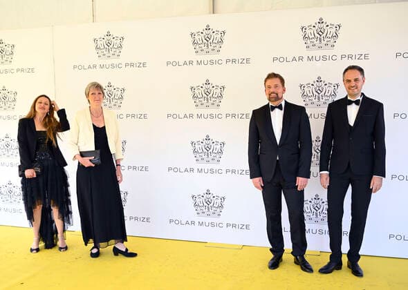 Conductor Matthias Pintscher and General Manager Olivier Leymarie and flutist Sophie Cherrier 2ndL representing this year s Polar Music Prize laureate Ensemble intercontemporain arrive to to the Polar Music Prize Award Ceremony at Grand Hotel in Stockholm, May 124, 2022 STOCKHOLM SWEDEN x10070x,  Copyright: xJessicaxGow TTx POLAR MUSIC PRIZE 2022