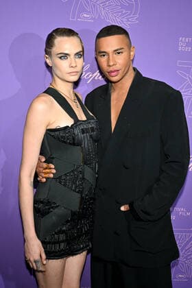 75eme Festival International du Film de Cannes. Montee des marches du film L innocent pour le 75eme anniversaire du Festival. Arrivées Soiree. 75th International Cannes Film Festival. Photocall arrivals. 280755 2022-05-24 Cannes France Delevingne, Cara ; Rousteing, Olivier  Copyright: xL.Urmanx xStarfacex STAR_280755_158