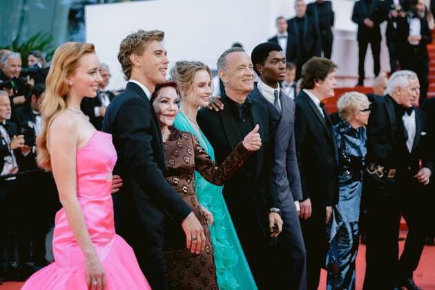 75eme Festival International du Film de Cannes. Montee des marches du film Elvis . 75th International Cannes Film festival. Red carpet for Elvis movie 280784 0000-00-00 Cannes France Hanks, Tom; Beaulieu-Presley, Priscilla; Luhrmann, Baz; Butler, Austin  Copyright: xTerencexBaelenx STAR_280784_122