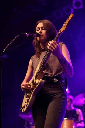 Rebecca Lovell of the band Larkin Poe at a concert at Huxleys Neue Welt in Berlin, 25 May 2022 Larkin Poe concert Berlin
