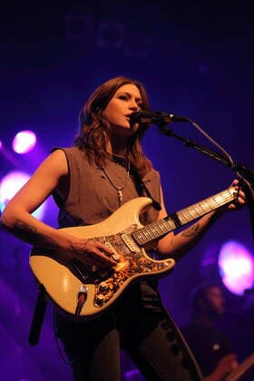 Rebecca Lovell of the band Larkin Poe at a concert at Huxleys Neue Welt in Berlin, 25 May 2022 Larkin Poe concert Berlin
