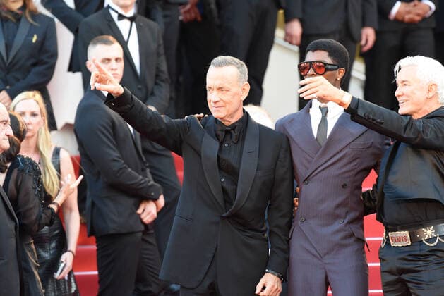 Sam Bromell, Tom Hanks, Austin Butler and Baz Luhrmann Premiere of the feature film Elvis Festival de Cannes 2022 75 Cannes International Film Festival at the Palais des Festivals Cannes 25 May 2022