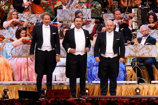 The Platinum Tenors v l Gary Bennett, Bela Mavrak and Serge Bosch at the concert of star violinist Andre Rieu with his Johann Strauss Orchestra as part of the Happy Together Tour live in the Lanxess Arena Cologne, 25 05 2022 NRW Germany Copyright: xChristophxHardtx