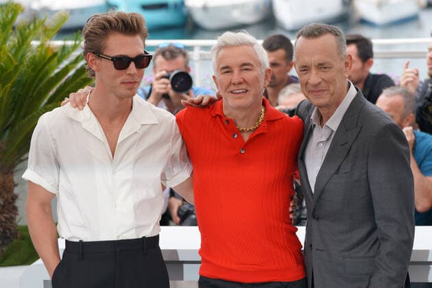 Austin Butler - Baz Luhrmann - Tom Hanks CELEBRITES : 75Ã me Festival de Cannes - Photocall du film Â« Elvis Â» - 26 05 2022 NorbertScanella Panoramic 