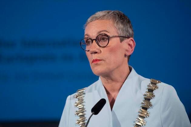 Sibylle KEUPEN, Mayor of the City of Aachen, at her Ansorache, International Charlemagne Prize of the City of Aachen, Award Ceremony in the City Hall of the City of Aachen on 26 05 2022