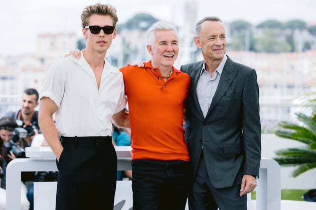 75eme Festival International du Film de Cannes. Photocall du film Elvis . 75th Cannes Film Festival. Photocall with cast of the film Elvis . 280825 2022-05-26 Alpes-Maritimes Cannes France Hanks, Tom; Luhrmann, Baz; Butler, Austin  Copyright: xTerencexBaelenx STAR_280825_069