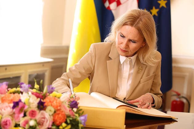 News Themen der Woche KW21 News Bilder des Tages The Vice President of the Ukrainian Parliament has arrived in Croatia Zagreb, Banski dvori, Olena Kondratiuk, Vice President of the Parliament of Ukraine, visit, joint session GoranxStanzl PIXSELL