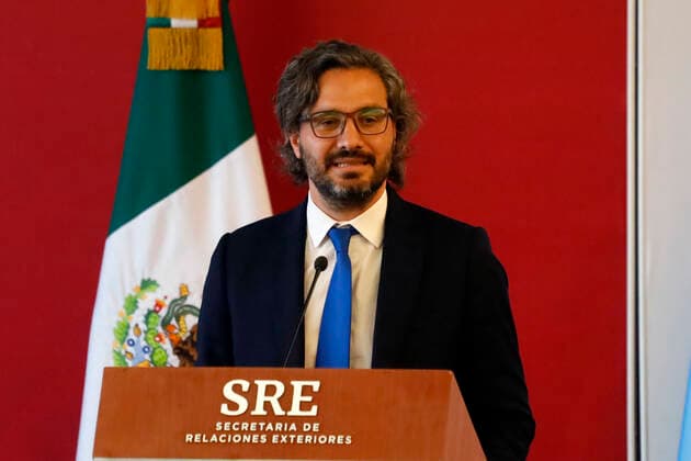 May 26, 2022, Mexico City, Mexico City, Mexico: Argentina Foreign Affairs Minister Santiago AndrÅ½s Cafiero during a press conference to sign agreement of alliance between the countries Argentina-Mexico at the Mexican Foreign Ministry. On May 26, 2022 In Mexico City, Mexico. Mexico City Mexico - ZUMAe321 20220526_zia_e321_042 Copyright: xLuisxBarronx xEyepixxGroupx
