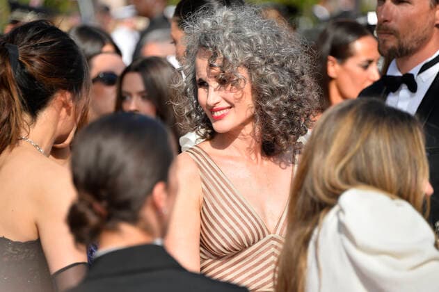 Andie MacDowell premiere motion picture Mother and Son Un petit frere at the Festival de Cannes 2022 75 Cannes International Film Festival at the Palais des Festivals Cannes May 27 2022