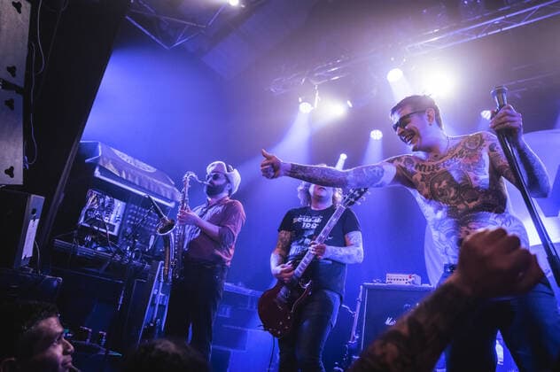 Viagra Boys live in Copenhagen, Denmark Copenhagen, Denmark. 27th, May 2022. The Swedish punk band Viagra Boys performs a live concert at Pumpehuset in Copenhagen. Here vocalist Sebastian Murphy is seen live on stage. Copenhagen Denmark  Copyright: xGonzalesxPhoto NikolajxBransholmx
