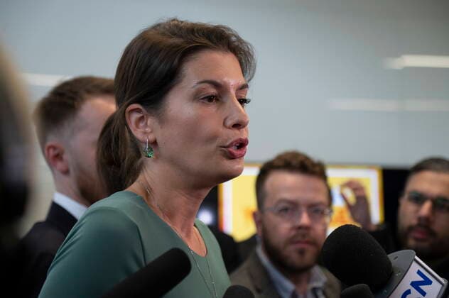 May 28, 2022, DRUMMONDVILLE, PQ, Canada: Quebec Deputy premier and Public Security Minister Genevieve Guilbault responds to reporters questions as he arrive for the Coalition Avenir Quebec annual congress. in Drummondville, Que., Saturday, May 28, 2022. DRUMMONDVILLE Canada  - ZUMAc35_ 20220528_zaf_c35_010 Copyright: xJacquesxBoissinotx