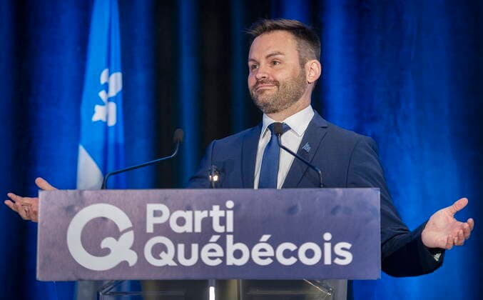 May 28, 2022, Boucherville, PQ, Canada: Parti Quebecois Leader Paul St-Pierre Plamondon speaks during the partyöÄÃ s national council meeting in Boucherville, Que., Saturday, May 28, 2022. Boucherville Canada  - ZUMAc35_ 20220528_zaf_c35_016 Copyright: xGrahamxHughesx