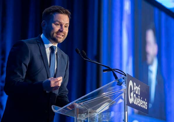 May 28, 2022, Boucherville, PQ, Canada: Parti Quebecois Leader Paul St-Pierre Plamondon speaks during the partyöÄÃ s national council meeting in Boucherville, Que., Saturday, May 28, 2022. Boucherville Canada  - ZUMAc35_ 20220528_zaf_c35_017 Copyright: xGrahamxHughesx