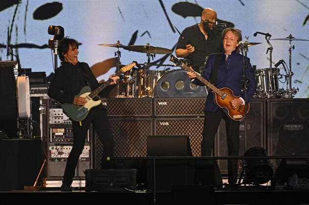 Paul McCartney and his band perform at the Camping World Stadium in Orlando, Florida on Saturday, May 28, 2022.  ORP20220528026 JOExMARINO