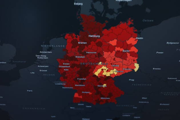 RKI dashboard, 7 day incidence is now 196.2 7 day incidence, RKI dashboard on a monitor on 29 05 2022 in Siegen Germany.