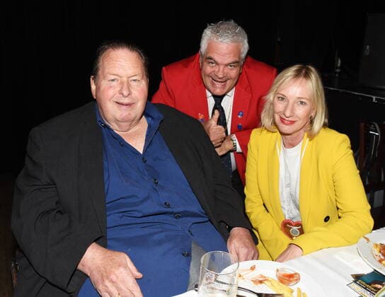 Ottfried Simone Fischer Cabarattist with Guenther Grauer Narrhalla President Munich 29 05 2011 Wirtshaus im Schlachthof Narrhalla Sigi Sommertaler Award 2022 Munich