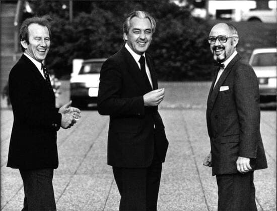 Rudolf Sprung, Friedrich Voss und Hans Klein Dr. Rudolf Sprung, Dr. Friedrich Voss und Hans Klein: persönlicher Wahlkampfstab des CDU CSU-Kanzlerkandidaten Franz Josef Strauß., Copyright: UnitedxArchivesxSvenxSimon Nur redaktionelle Nutzung. Editorial usage only. UnitedArchivesIMS_3370508F EDITORIAL USE ONLY